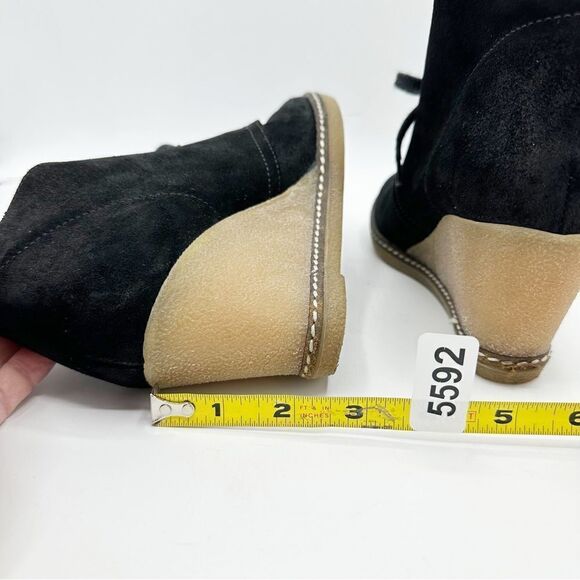 J Crew Black Suede Leather Macalister Wedge Chukka Tie Ankle Boots Size 8 - Picture 8 of 10